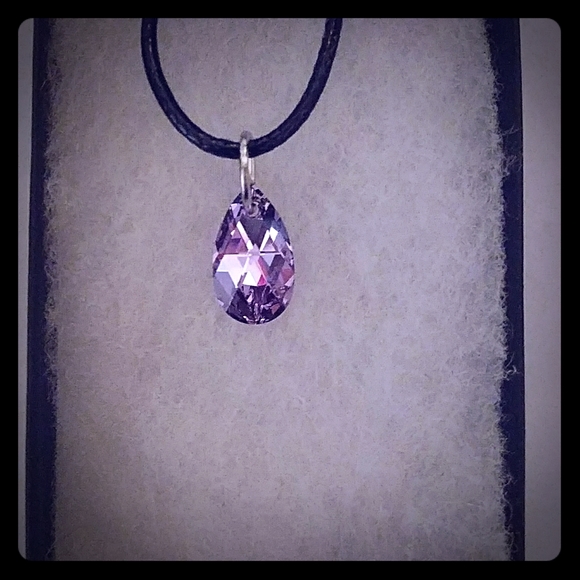 Hibiscus Purple Crystal Teardrop Necklace - Picture 1 of 8